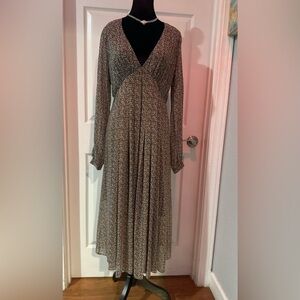 Michael Kors Brown and Cream Floral Patterned Dress